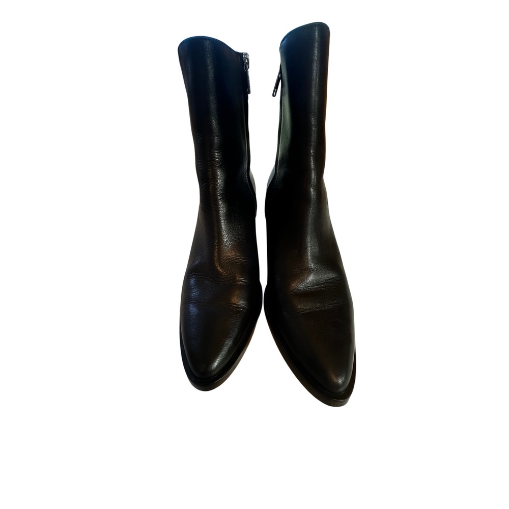 Madewell Womens Black Leather Pointed Toe Block Heel Ankle Boots Size 9.5